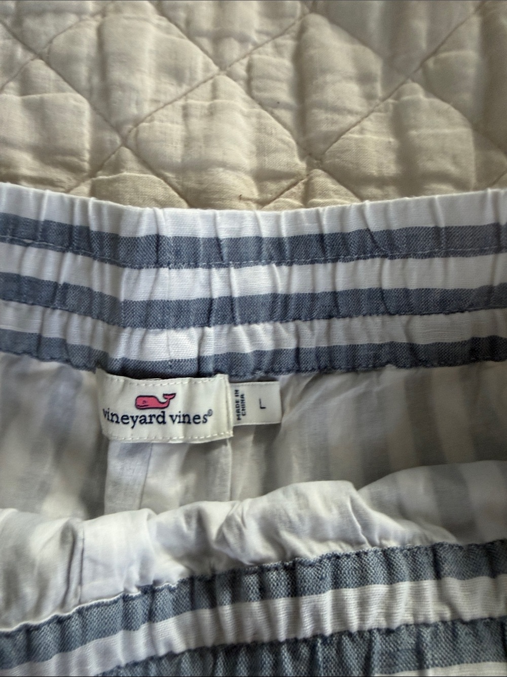 Vineyard Vines White and Blue Striped Elastic Waist Shorts - Picture 2 of 3